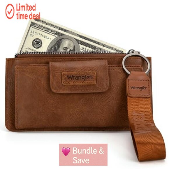 Faux Leather Wristlet Wallet with RFID Protection & Coin Purse - Picture 4 of 7